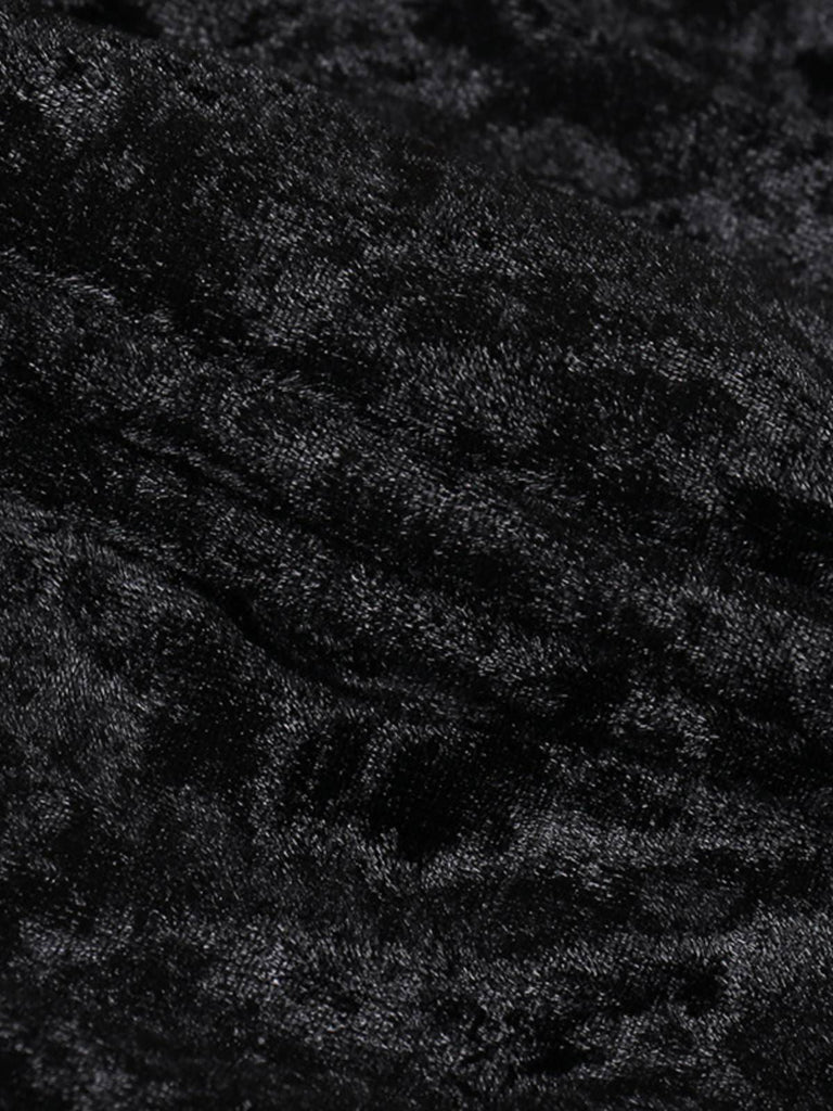1950ER SCHWARZ SCHULTERFREIES SPITZEN SAMTKLEID