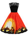 Orange 1950er Halloween Spitzen Patchwork Kleid