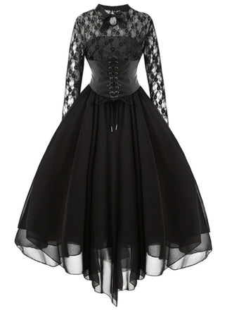 1950er Gothic Steampunk Spitzen Swing Kleid