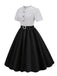 1950ER SCHWARZEN PUNKTEN PATCHWORK KLEID