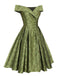 1950ER GRÜNES SCHULTERFREIES VINTAGE Schmetterling KLEID