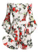 Schulterfreier Romper mit gerafften Ärmeln und Blumenmuster