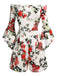 Schulterfreier Romper mit gerafften Ärmeln und Blumenmuster