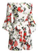 Schulterfreier Romper mit gerafften Ärmeln und Blumenmuster