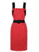 Rotes 1950er Patchwork Kleid Mit Tupfen