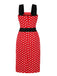Rotes 1950er Patchwork Kleid Mit Tupfen