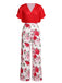 Rose Rot 1950er Rose V-Ausschnitt Bluse & Rose Hose