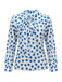 1940er Blaue Punkte Krawattenkragen Bluse