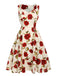 1950er Florales ärmelloses Kleid Mit Herzkragen