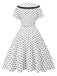 Weißes 1950er Polka Dot Revers Kleid