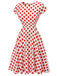 Weißes 1940er Rotes gepunktetes Peter Pan Kragen Kleid