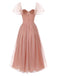 1950er Rosa gepunktetes Mesh Kleid
