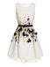 Weißes 1960er Buntes Florales Ärmelloses Kleid
