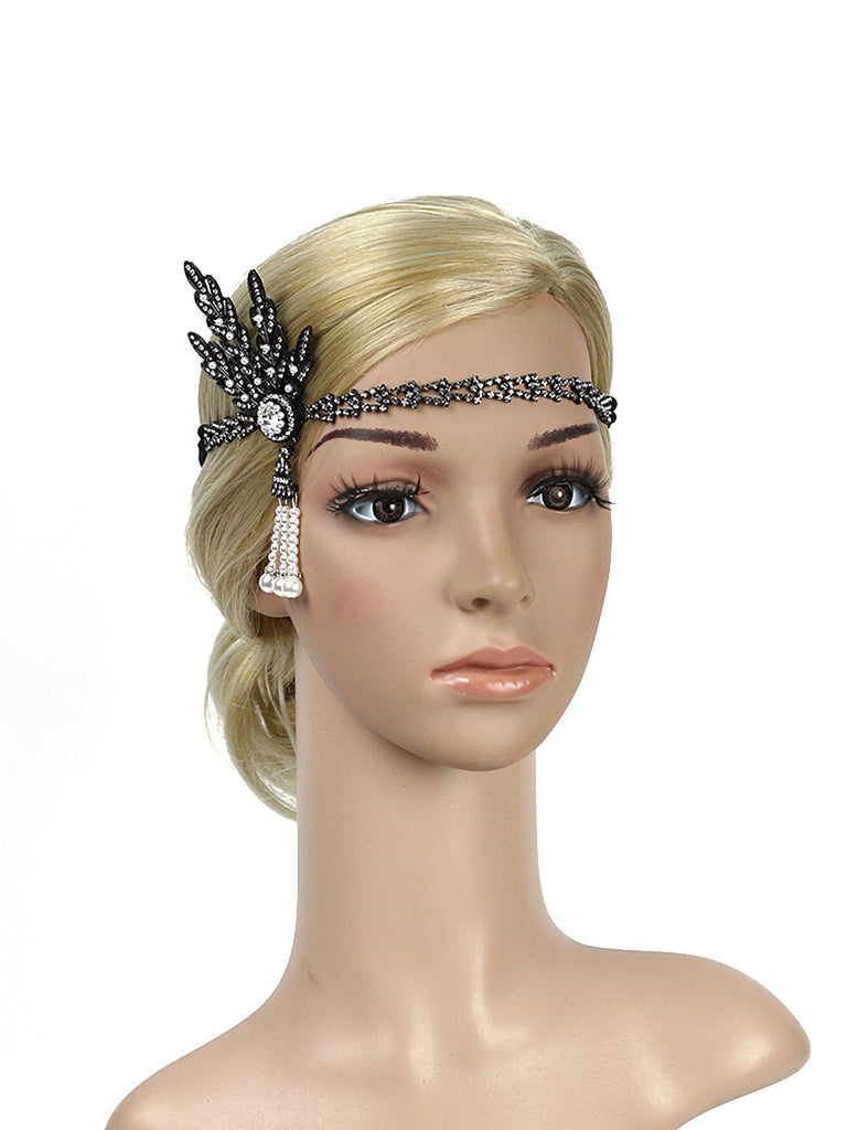 1920ER FRANSENPERLE QUASTE STRASS STIRNBAND