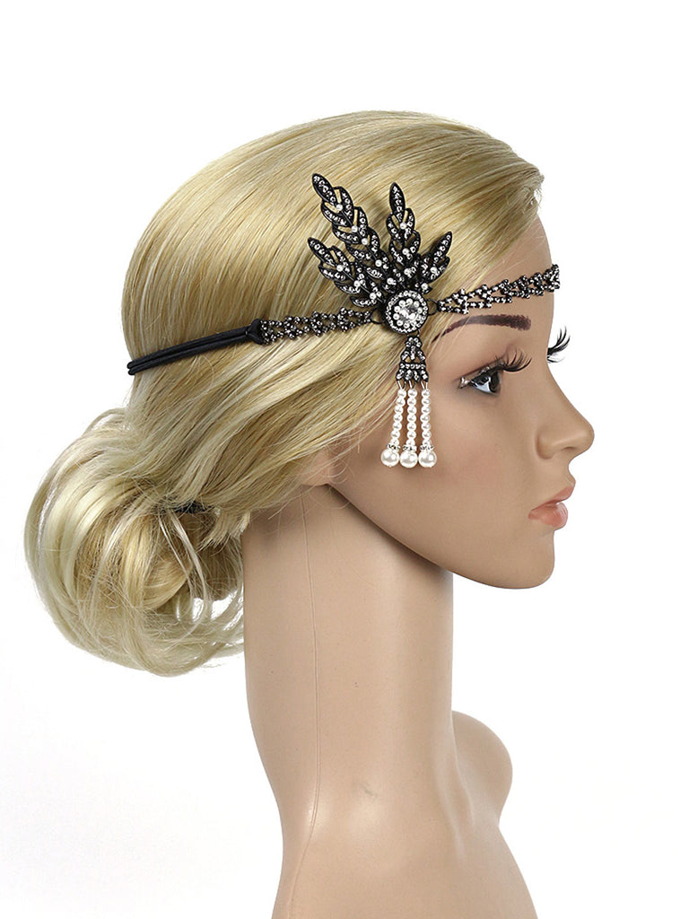 1920ER FRANSENPERLE QUASTE STRASS STIRNBAND