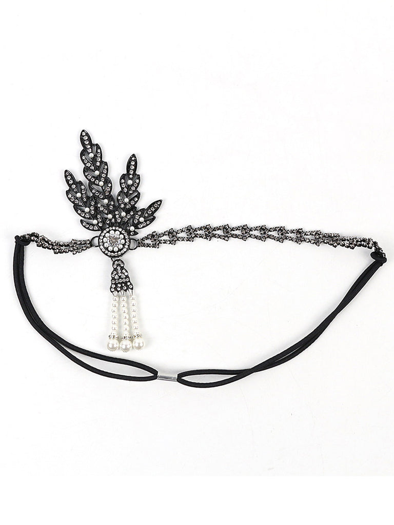1920ER FRANSENPERLE QUASTE STRASS STIRNBAND