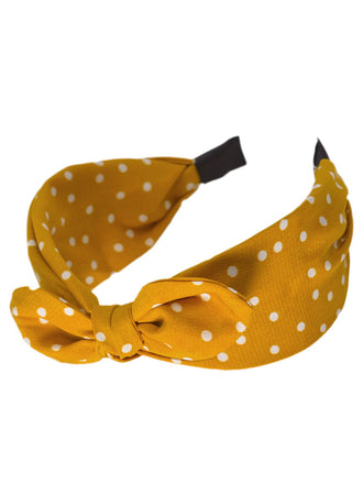 Gelb Retro Tupfen Verknotet Bogen Stirnband