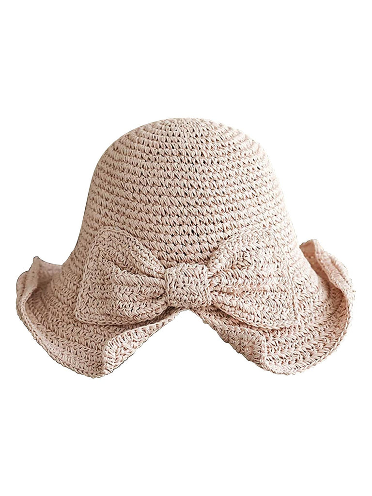 Retro Solid Bowknot Bast Sonnenhut