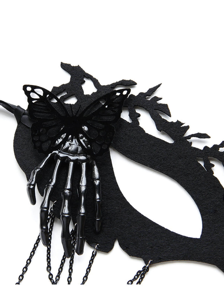 Schwarze Halloween Schmetterling Skelett Party Maske