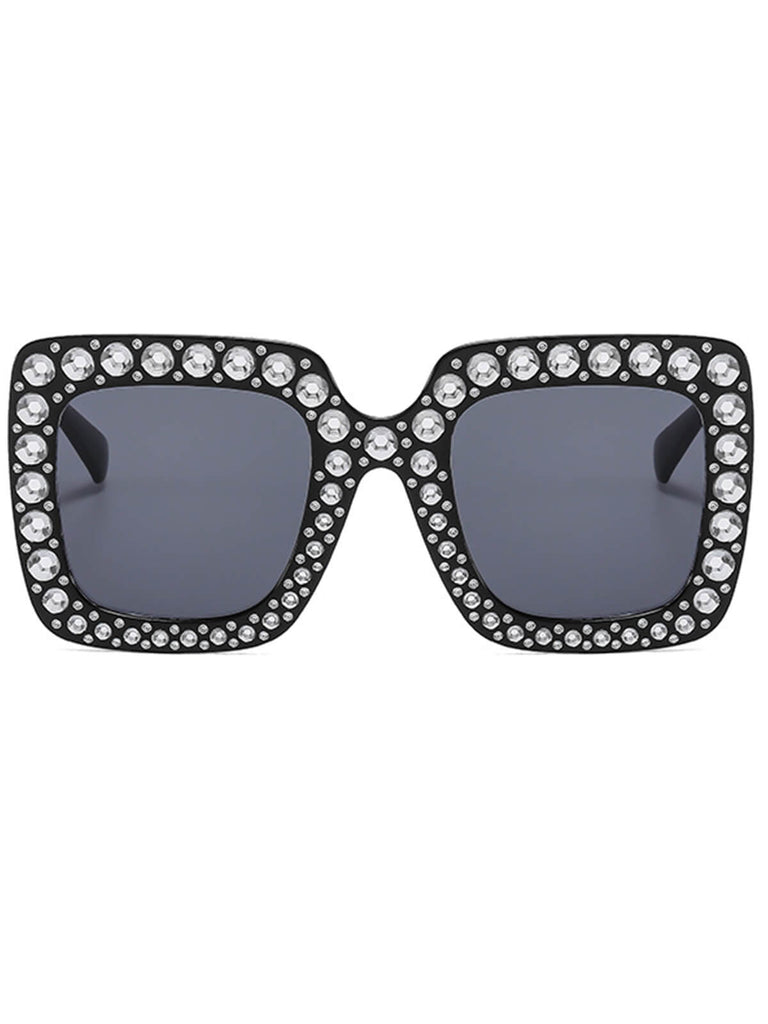 Retro Party Strass Quadratische Sonnenbrille