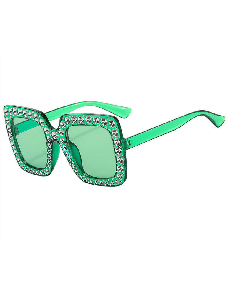 Retro Party Strass Quadratische Sonnenbrille