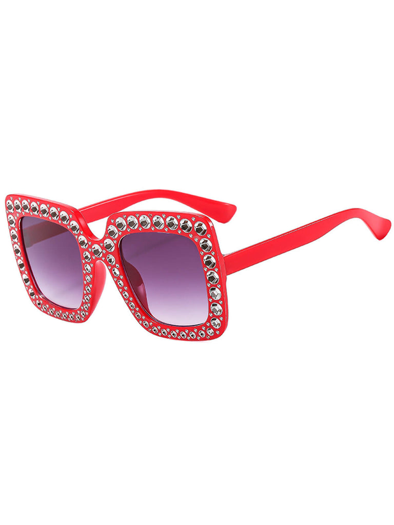 Retro Party Strass Quadratische Sonnenbrille