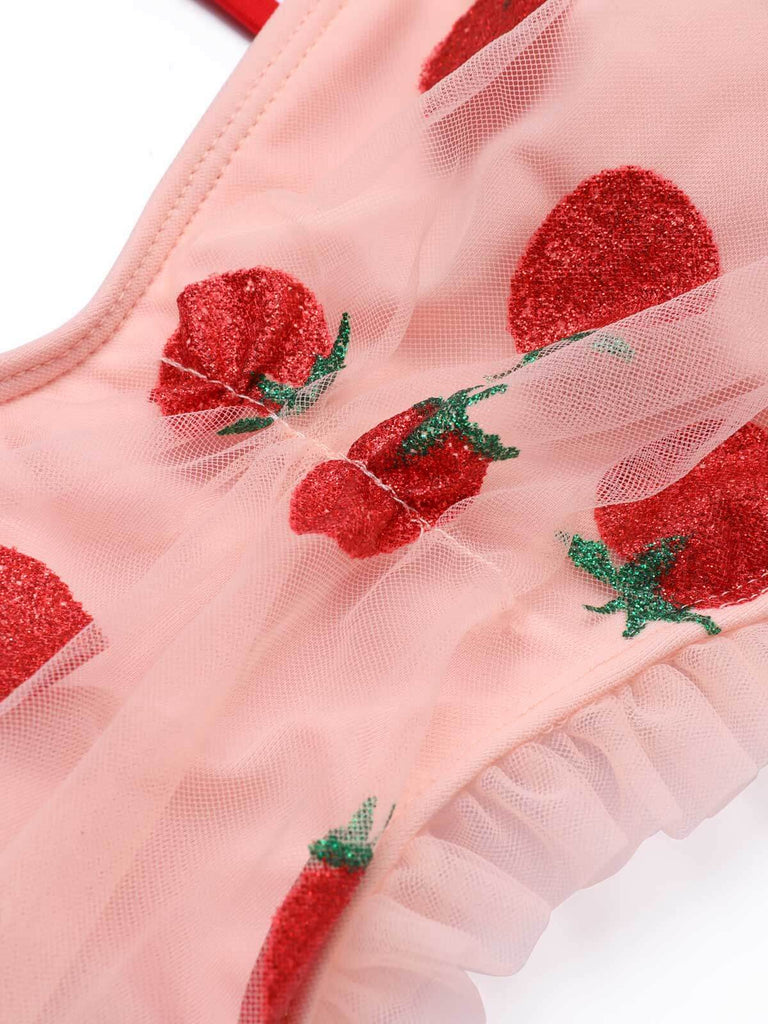 [Vorverkauf] [Plus Size] Strawberry Cami Tankini Set Aus Spitze