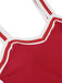 [Vorverkauf] Rot 1940er Solid Patchwork V-Ausschnitt Badeanzug