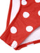 Roter 1930er Polka Dot V-Ausschnitt Badeanzug