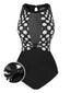 Schwarz 1950er Polka Dot Badeanzug
