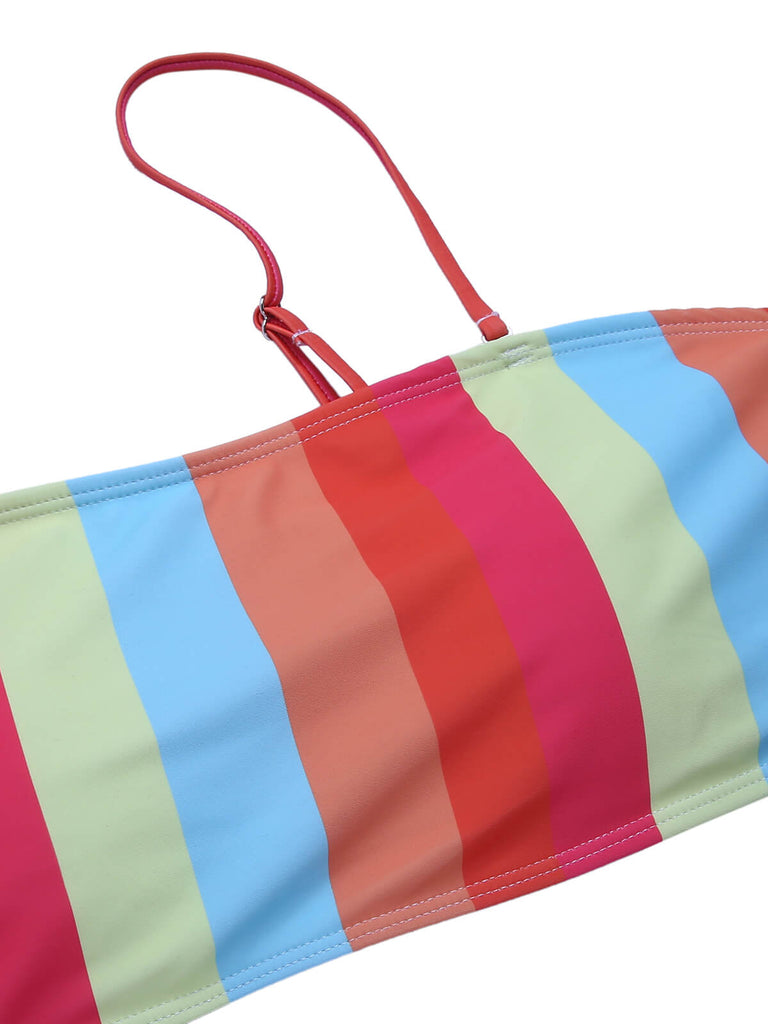 [Übergröße] Colourful 1950er Vertikal Gestreifter Badeanzug