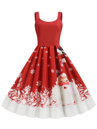 1950er Retro Weihnachtsmann Swing Kleid