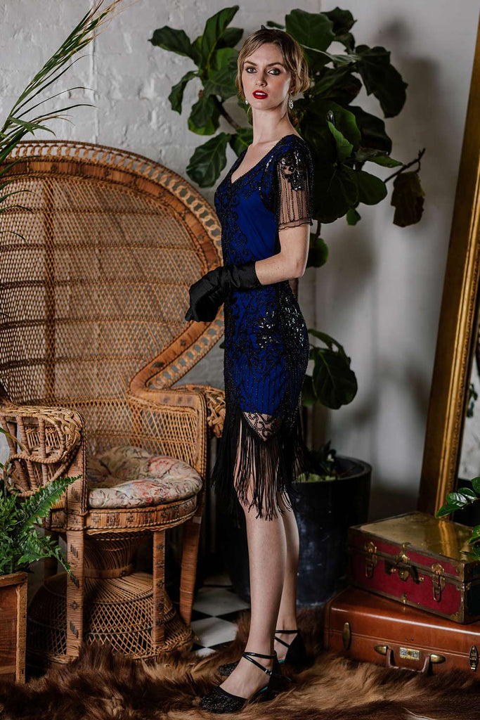 1920er Pailletten Art Deco Flapper Kleid
