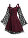SCHWARZ SPITZE SPAGHETTI SWING KLEID
