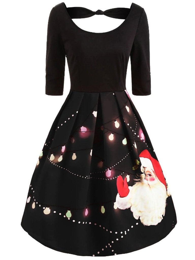 1950ER PATCHWORK WEIHNACHTSMANN BOW KLEID