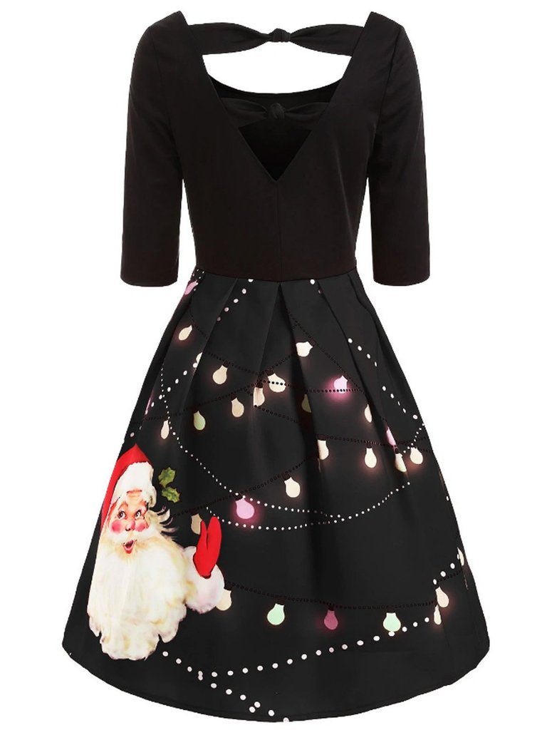 1950ER PATCHWORK WEIHNACHTSMANN BOW KLEID